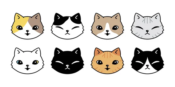 Katze Vektor Symbol Kätzchen Calico Logo Gesicht Rasse Charakter Cartoon — Stockvektor