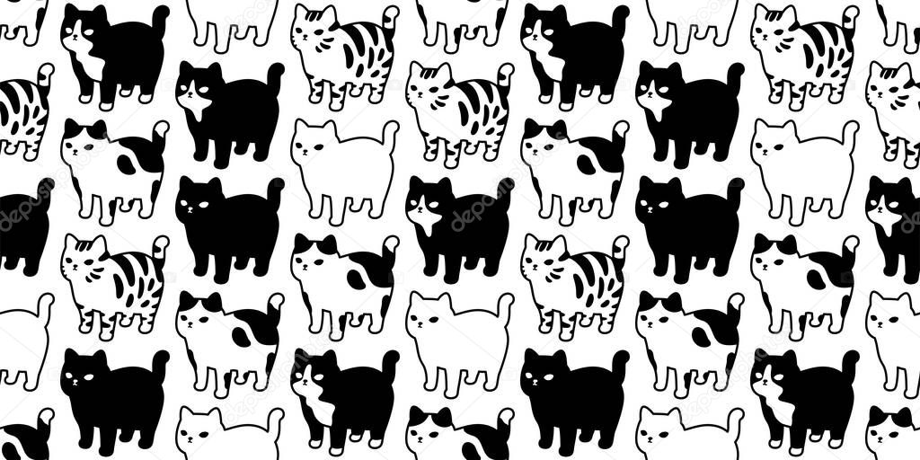 cat seamless pattern calico kitten vector neko breed character cartoon pet repeat wallpaper tile background animal doodle illustration scarf isolated design
