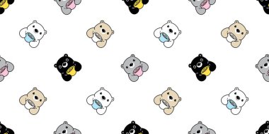 Ayı desensiz kutup kahvesi çayı Teddy vektör karton kaplama arka plan Duvar kağıdı hediye paketi karalama hayvan tasarımı eşarp izole