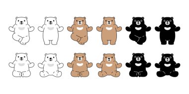 Ayı vektörü kutup ayısı simgesi logosu Teddy karakteri çizgi film sembolü karalama hayvan tasarımı izole edildi