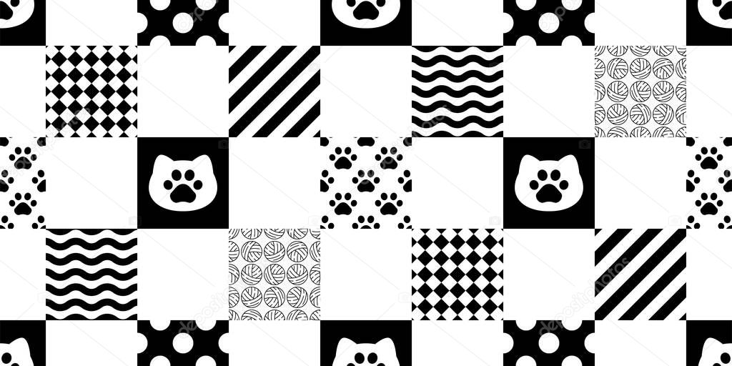 cat seamless pattern calico kitten vector checked tartan plaid neko breed character cartoon pet repeat wallpaper tile background animal doodle illustration scarf isolated design