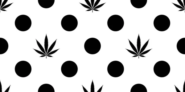 Gräs Sömlöst Mönster Marijuana Polka Dot Cannabis Blad Vektor Halsduk — Stock vektor