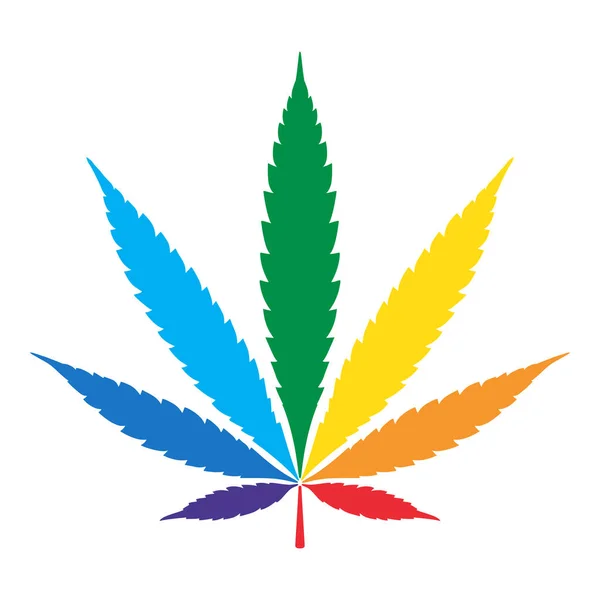 Hierba Vector Marihuana Icono Arco Iris Lgbt Orgullo Mes Cannabis — Vector de stock