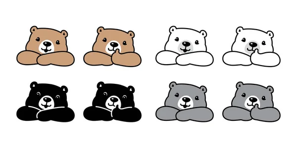 Bear Vector Polar Bear Icon Teddy Character Movie Thumb Doodle — 스톡 벡터