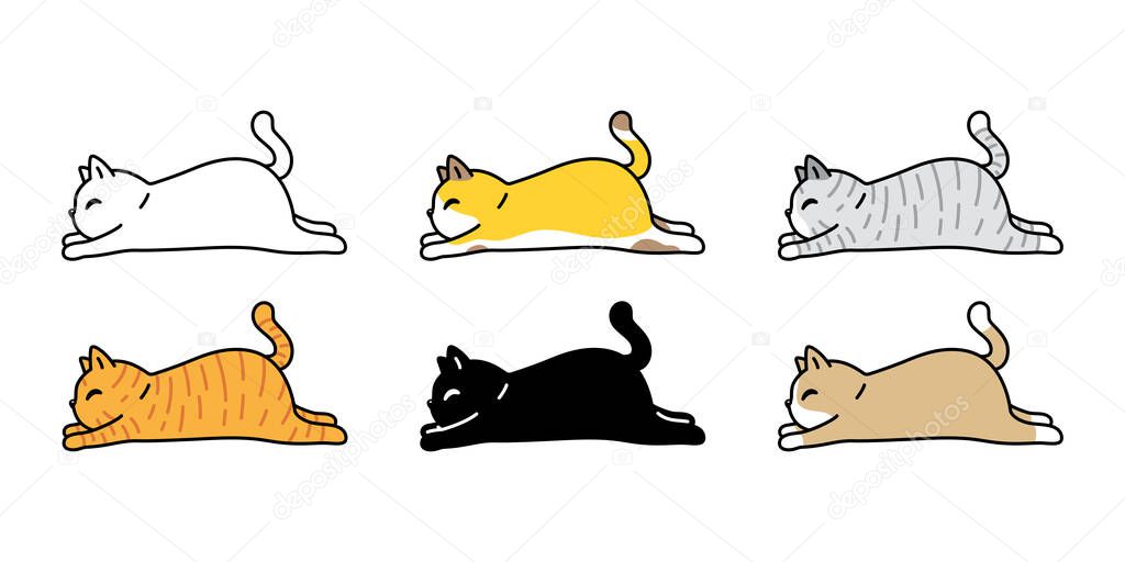 cat vector kitten calico icon sleeping running logo symbol breed cartoon character illustration doodle design isolated clip art