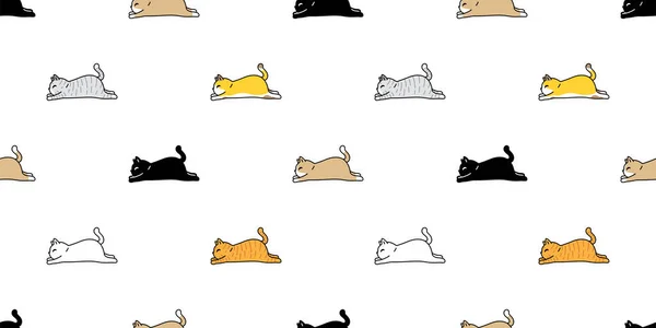 Kissa Saumaton Kuvio Calico Kissanpentu Vektori Neko Käynnissä Nukkuva Rotu — vektorikuva