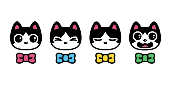 Kissa Vektori Kissanpentu Calico Kuvake Rusetti Pää Kasvot Logo Symboli — vektorikuva