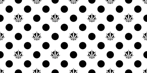 Wiet Naadloos Patroon Marihuana Polka Dot Vector Cannabis Blad Sjaal — Stockvector