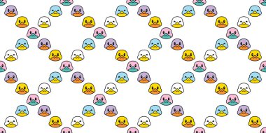 Ördek desensiz kaz kafalı ördek duşlu ördek yüzlü, banyo banyolu, tavuk vektörlü hayvan eşarbı izole edilmiş fayans duvar kağıdı arka plan karalama tasarımı tekrarla