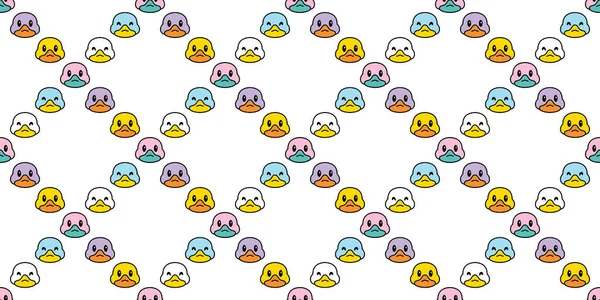 Duck Seamless Pattern Goose Bird Head Face Rubber Duck Shower — Stock Vector