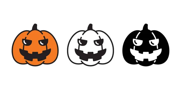 Abóbora Halloween Vetor Ícone Logotipo Símbolo Desenho Animado Personagem Assustador —  Vetores de Stock