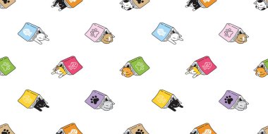 kedi pürüzsüz desenli Calico kedi yavrusu uyku kitabı vektörü neko karakter çizgi film karakteri evcil hayvan eşarbı izole edilmiş fayans arka plan Duvar kağıdı hayvan karalama