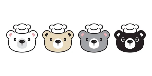 Bear Vector Polar Bear Icon Chef Cooking Food Teddy Logo — 스톡 벡터