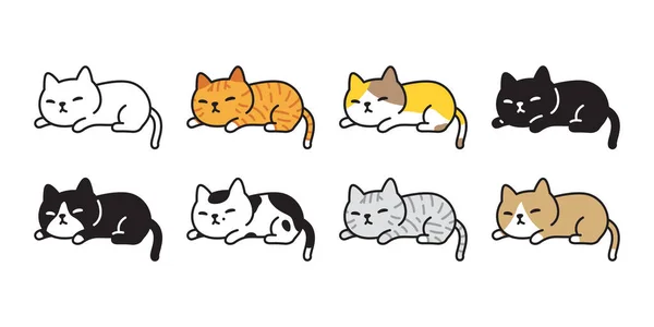 Cat Vector Icon Calico Kitten Sleeping Breed Cartoon Character Logo — Stockvector