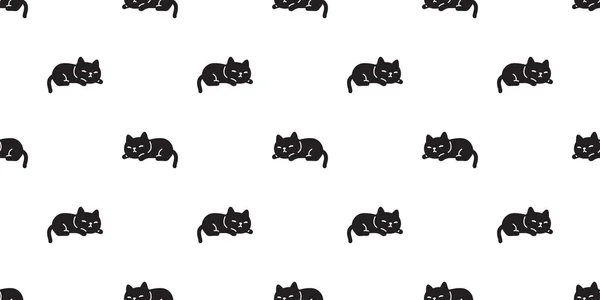 Cat Seamless Pattern Calico Kitten Sleeping Vector Neko Breed Character — Stock vektor