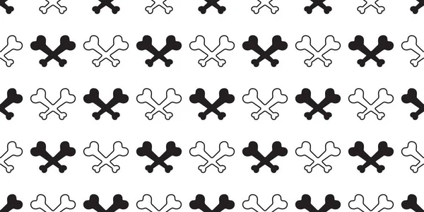 Crossbones Seamless Pattern Halloween Dog Bone Pirate Footprint French Bulldog — Stock Vector