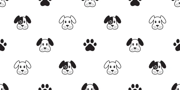 Dog Seamless Pattern French Bulldog Head Paw Footprint Vector Pet — Vector de stock