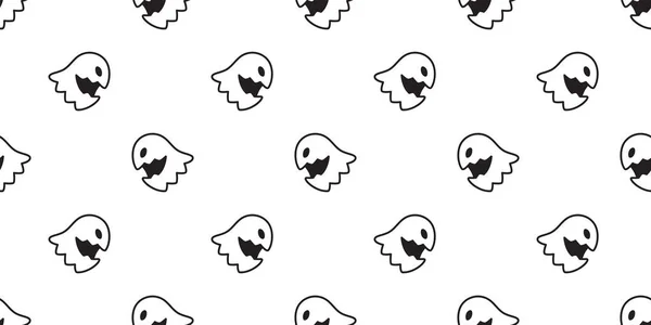 Fantasma Sem Costura Padrão Halloween Assustador Vetor Cachecol Isolado Azulejo — Vetor de Stock
