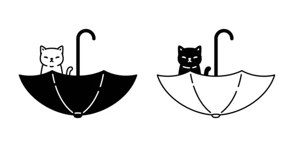 Cat Vector Umbrella Kitten Icon Calico Rain Logo Pet Breed — Wektor stockowy