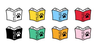 book vector dog paw footprint cat kitten notebook reading french bulldog pet puppy cartoon doodle repeat wallpaper tile background scaf isolated illustration clip art design