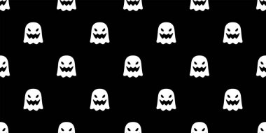 Ghost seamless pattern spooky Halloween vector cartoon scarf isolated tile background repeat wallpaper devil evil gift wrapping paper illustration doodle design