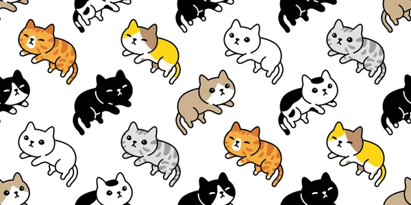 Cat Seamless Pattern Kitten Calico Vector Neko Breed Gift Wrapping — Stockvektor