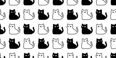 cat seamless pattern Halloween kitten calico vector tile background scarf isolated gift wrapping paper cartoon character repeat wallpaper illustration design