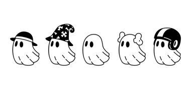 Ghost spooky icon Halloween vector witch hat logo character cartoon symbol illustration doodle clip art design