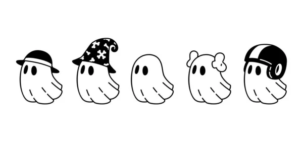 Ghost Spooky Icon Halloween Vector Witch Hat Logo Character Cartoon — Stockvector