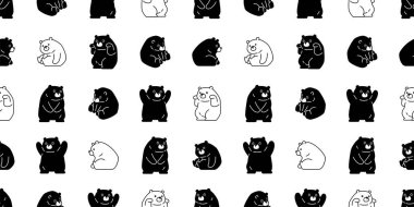 Ayı desensiz kutup ayısı vektörü karikatür arka planında tekrar duvar kâğıdı hediye paketi kağıt çizim eşarbı izole edilmiş.