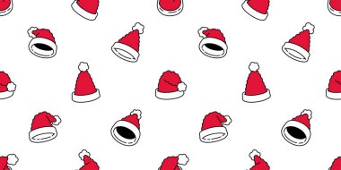 Noel şapkası desensiz Noel Baba eşarbı izole edilmiş karo arka plan Duvar kağıdı illüstrasyon hediye paketleme kağıt tasarımı