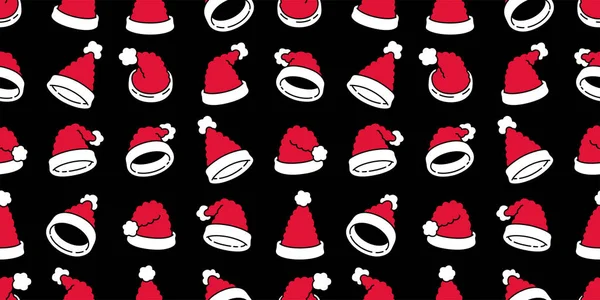 Sombrero Navidad Patrón Sin Costuras Vector Santa Claus Fondo Baldosas — Vector de stock