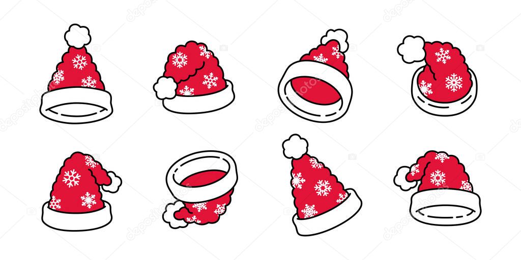 Santa Claus hat Christmas icon snowflake vector logo character cartoon symbol illustration doodle clip art design