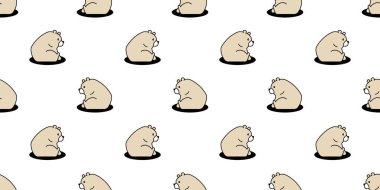 Ayı desensiz kutup ayısı vektörü karikatür arka planında tekrar duvar kağıdı hediye paketi karalama hayvan tasarımı eşarbı izole edildi