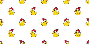 Ördeksiz desenli Noel Baba Noel Baba, kuş şapkalı, kuş duşlu banyo, yüzen havuz kuşu, tavuk vektör çizgi filmi, izole edilmiş hayvan eşarbı, duvar kâğıdı, arka plan çizimleri.