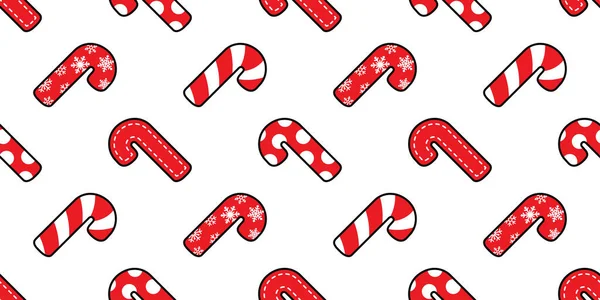 Candy Cane Seamless Pattern Christmas Vector Snowflake Striped Polka Dot — Stock Vector