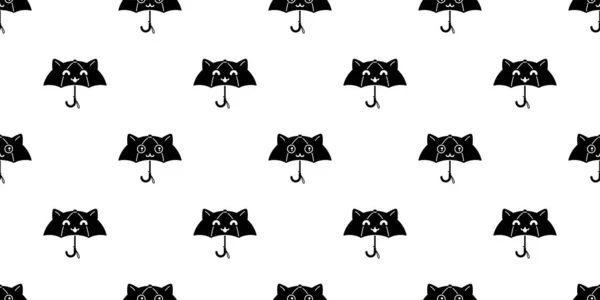 Katze Nahtlos Muster Schirm Kätzchen Calico Halloween Vektor Haustier Schal — Stockvektor