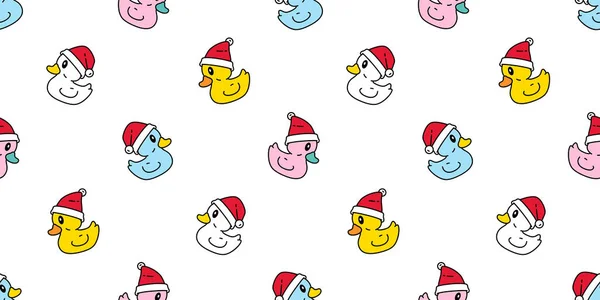 duck seamless pattern christmas hat santa claus bird goose shower bathroom swimming pool bird chicken vector cartoon pet scarf isolated animal tile wallpaper repeat background doodle illustration desi