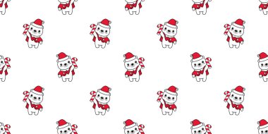 Ayı desensiz kutup noel baba şapka vektör ayıcık çizgi film hediyesi kağıt kaplama arka plan tekrar duvar kâğıdı çizim eşarbı izole tasarım