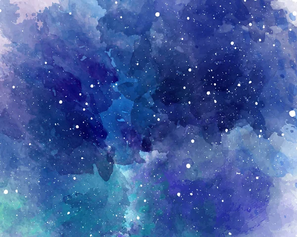 Watercolor Space Background Starry Sky Ink Texture Blue Purple Green — Fotografia de Stock