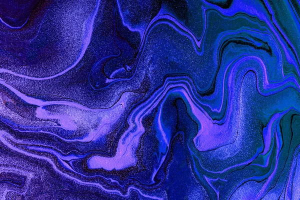Streszczenie Płyn Sztuka Tło Ciemnoniebieski Fioletowy Kolor Płynny Marmur Obraz — Zdjęcie stockowe