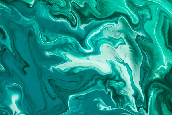 Streszczenie Płyn Sztuka Tło Turkusowe Zielony Kolor Płynny Marmur Obraz — Zdjęcie stockowe