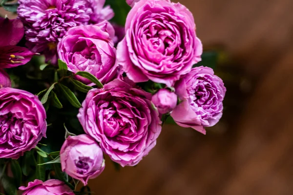 Delicate Blossoming Pink White Flowers Blooming Roses Festive Background Flower — Stock Photo, Image