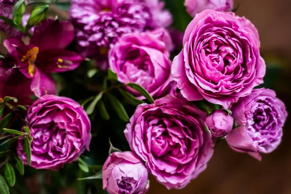 Delicate Blossoming Pink White Flowers Blooming Roses Festive Background Flower — Stock Photo, Image