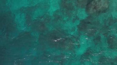 Mercan resifli derin suların havadan çekilmiş görüntüsü, Maldivler 'deki Hint Okyanusu.