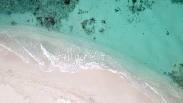 Gimbal shot plaży na Malediwach, pianka wodna i wybrzeża z góry — Wideo stockowe