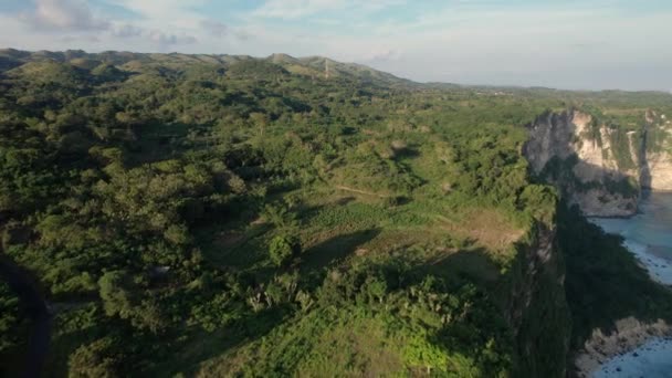 Avión Tripulado Aéreo Disparó Vuelo Hacia Adelante Sobre Acantilado Isla — Vídeos de Stock