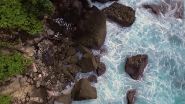 Vista Aérea Superior Penhasco Rochoso Oceano Índico Bela Natureza Viagens — Vídeo de Stock