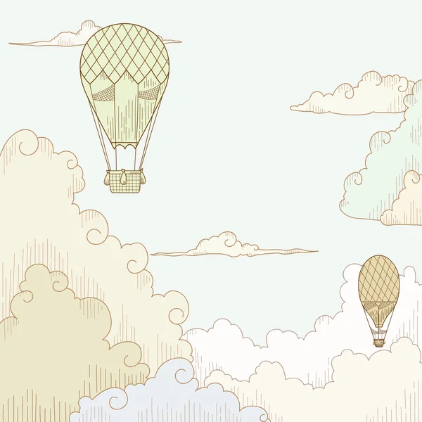 Abstract vector achtergrond met ballon en wolken — Stockvector