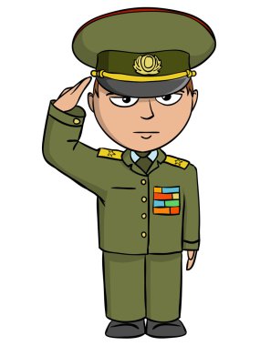 askeri karikatür adam selamlıyor